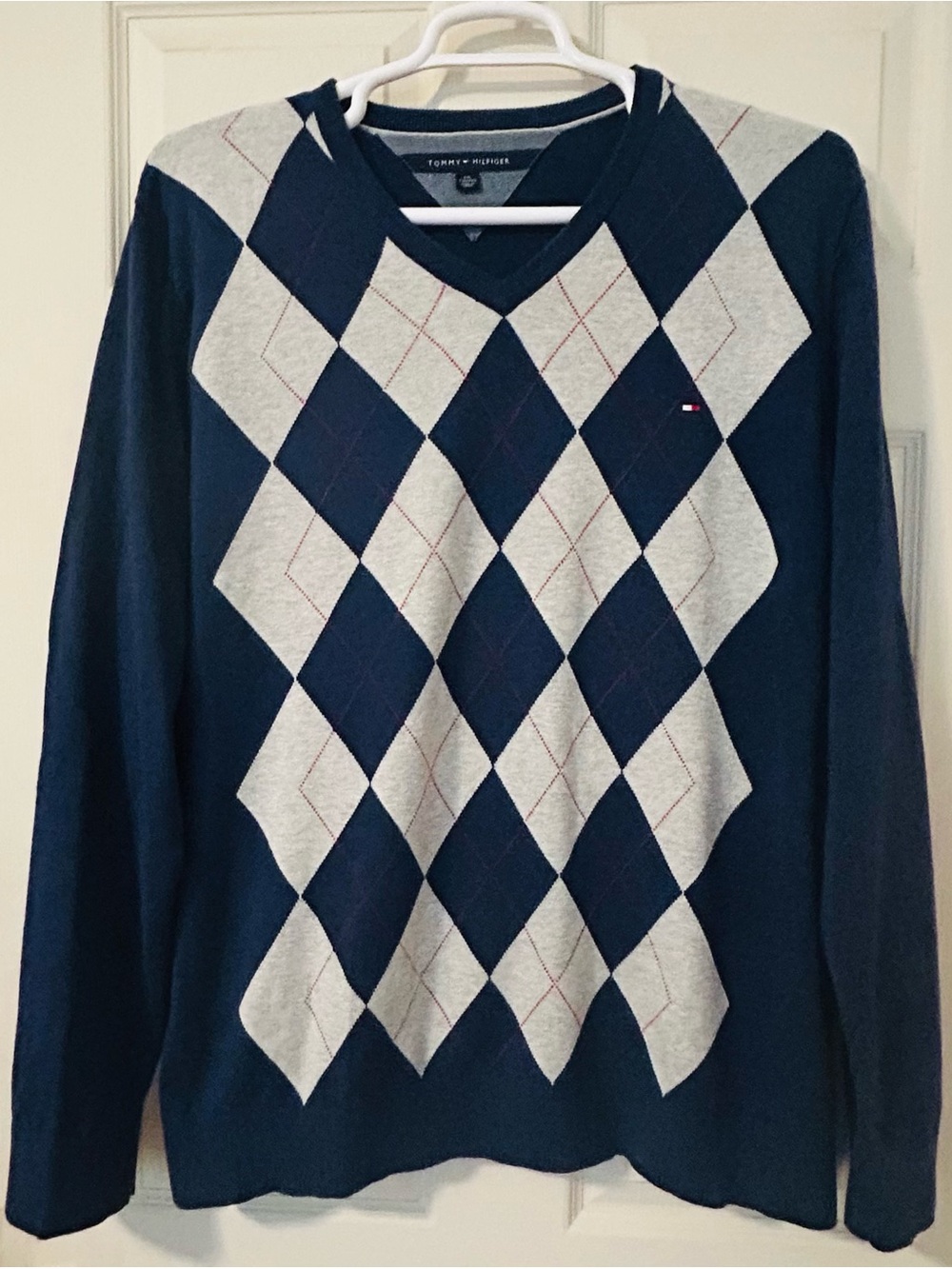 Tommy Hilfiger Men’s 100% Cotton Argyle Sweater XL XXL